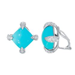 14KT White Gold Turquoise Earrings -# 6532