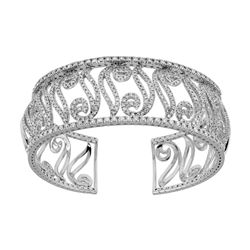 14KT White Gold Diamond Cuff Bracelet -# 6483