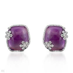 14KT White Gold Ladies Diamond and Gemstone Earrings -# 9867