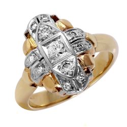 14KT Two Tone Gold Art Deco Style Diamond Ring -# 6633