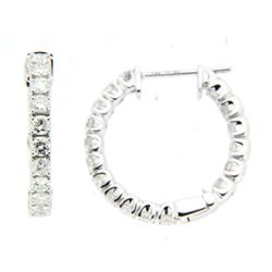 14KT White Gold Ladies Diamond Hoop Earrings -# 10041