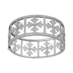 14KT White Gold Diamond Cross Bangle -# 6485-1