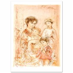 "Lotte and Her Children" Limited Edition Lithograph (27" x 37.5") by Edna Hibel (1917-2014), Numbere