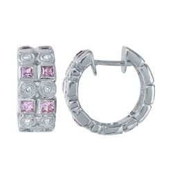 18KT White Gold Ladies Diamond and Gemstone Earrings -# 9551