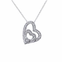 18KT White Gold Ladies Diamond Slider with Chain -# 8754