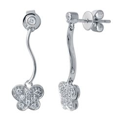 14KT White Gold Diamond Butterfly Earrings -# 6601