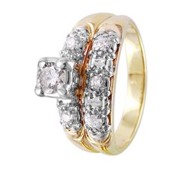 14KT Yellow Gold Diamond Wedding Set -# 1358
