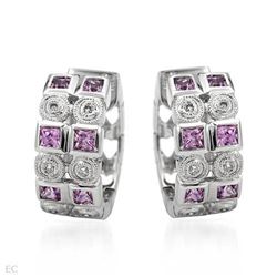 18KT White Gold Ladies Diamond and Gemstone Earrings -# 9577