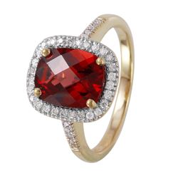14KT Yellow Gold Garnet and Diamond Ring  -# 1151