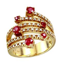 14KT Yellow Gold Ruby & Diamond Ring -# 2086