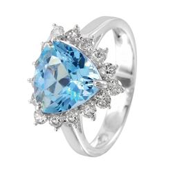 14KT White Gold Topaz & Diamond Ring -# 1474