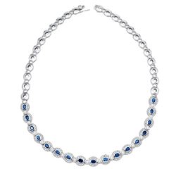 14KT White Gold Ladies Diamond and Gemstone Necklace -# 10532