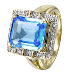 14KT Yellow Gold Topaz & Diamond Ring -# 1666