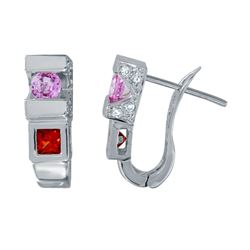 14KT White Gold Ladies Diamond and Gemstone Earrings -# 8719