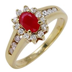 10KT Yellow Gold Ruby and Diamond Ring -# 452