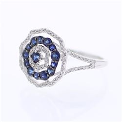 18KT White Gold Ladies Diamond and Gemstone Fashion Ring -# 8762