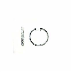 14KT White Gold Ladies Diamond Hoop Earrings -# 10456