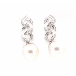 14KT White Gold Ladies Diamond Earrings -# 8739