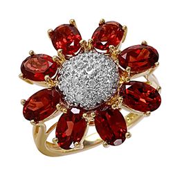 14KT Yellow Gold Garnet and Diamond Ring -# 6638