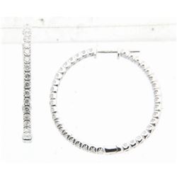 14KT White Gold Ladies Diamond Hoop Earrings -# 10262