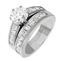Platinum Diamond Wedding Ring Set -# 1828