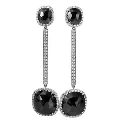 18KT White Gold Diamond Dangle Earrings -# 1737