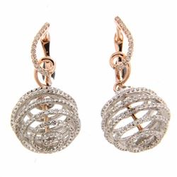 14KT Two Tone Gold  Ladies Diamond Earrings -# 9620