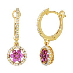 14KT Rose Gold Sapphire Huggie Earrings -# 6526