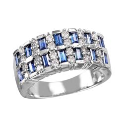 14KT White Gold Sapphire & Diamond Ring -# 2038