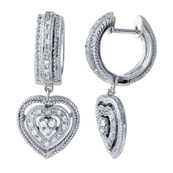 18KT White Gold Diamond Huggie Heart Earring -# 6543-1