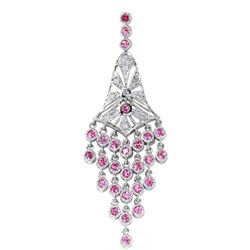 14KT White Gold Sapphire & Diamond Pendant -# 2032