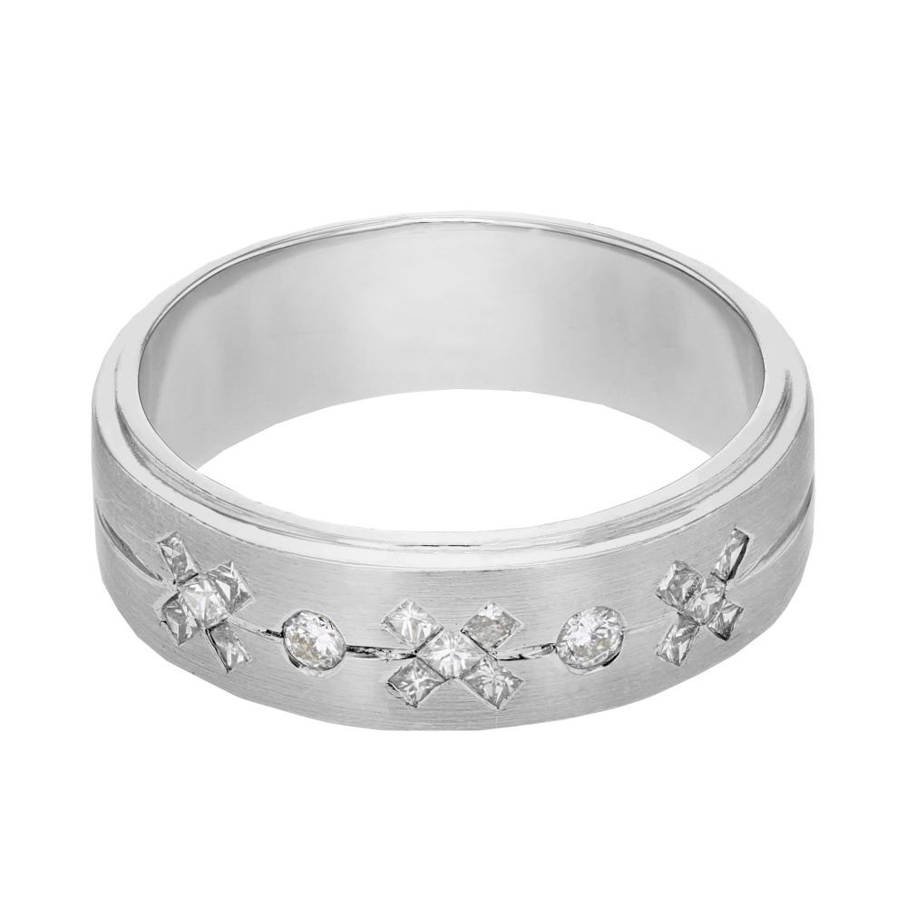 14KT White Gold Mens Diamond Ring 9570