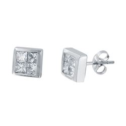 18KT White Gold Diamond Square Studs -# 6612