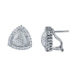 14KT White Gold Diamond Triangle Studs -# 6571