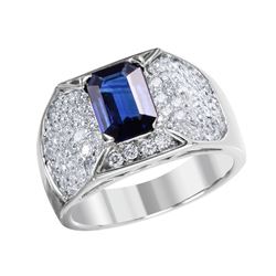 18KT White Gold Sapphire & Diamond Ring -# 2007
