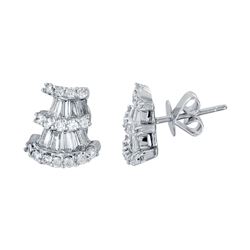 18KT White Gold Diamond Stud Earrings -# 6575