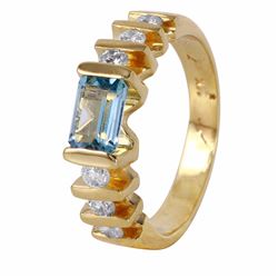 14KT Yellow Gold Topaz and Diamond Ring -# 538