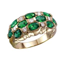 14KT Yellow Gold Emerald & Diamond Ring -# 1676