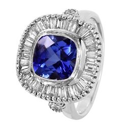 18KT White Gold Tanzanite &Diamond Ring -# 1256