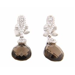 14KT White Gold Ladies Diamond and Gemstone Earrings -# 8658