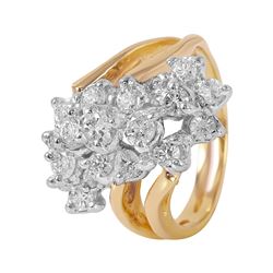 14KT Yellow Gold Diamond Cluster Ring -# 183