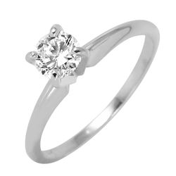 14KT White Gold Diamond Solitaire Ring -# 525