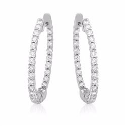 14KT White Gold Ladies Diamond Hoop Earrings -# 10121