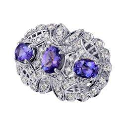 14KT White Gold Tanzanite & Diamond Ring -# 77