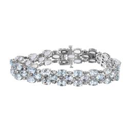 14KT WhIte Gold Aquarmine & Diamond Bracelet -# 207