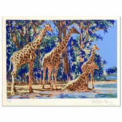 Giraffe Lake Limited Edition Serigraph by Paul Blaine Henrie (1932-1999), Hand Signed with Certifica