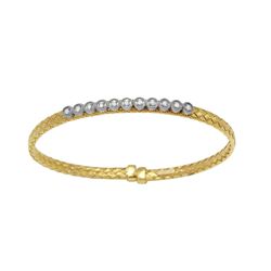 18KT Two Tone Gold Diamond Bangle Bracelet -# 6493-1
