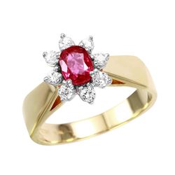 14KT Yellow Gold Ruby & Diamond Ring -# 1822
