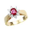 Image 1 : 14KT Yellow Gold Ruby & Diamond Ring -# 1822