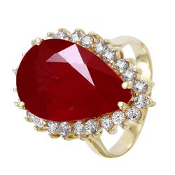 14KT Yellow Gold Ruby & Diamond Ring -# 1514